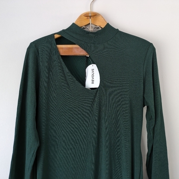 Remi x Revolve Dress Women's 1X Green Forest Lori Midi Plus Cutout Rib Bodycon  - Picture 2 of 9